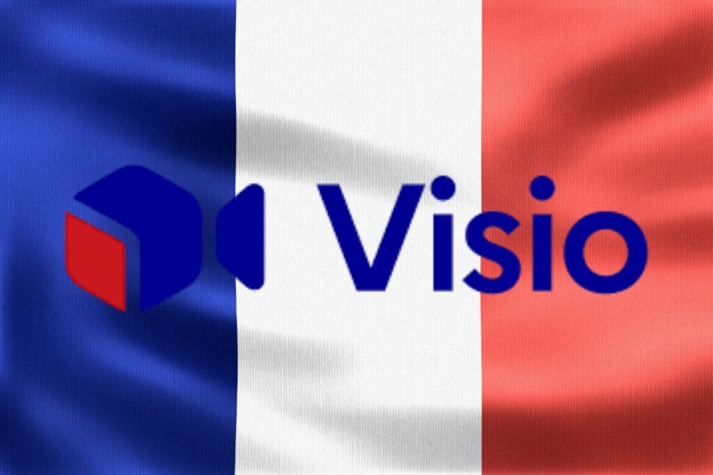 Logo Visio sur drapeau français