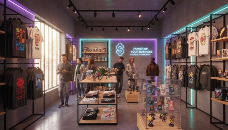 Boutique mode et accessoires lumineux et animée.