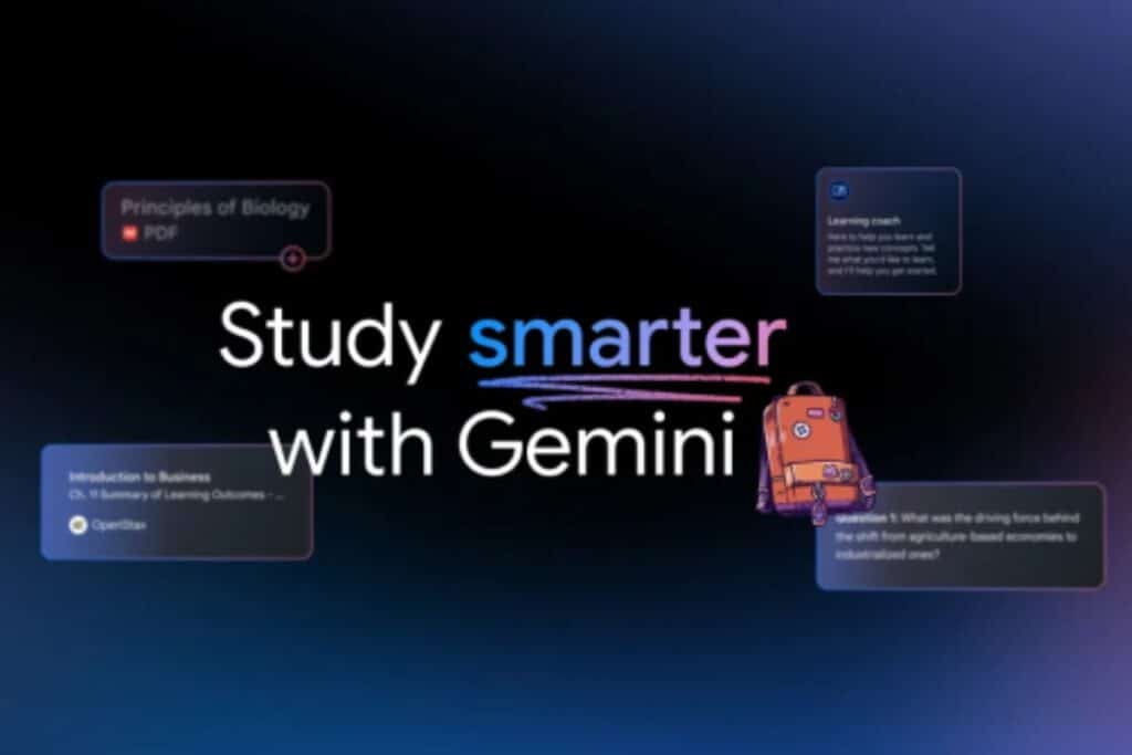 Texte : Étudiez plus intelligemment avec Gemini.