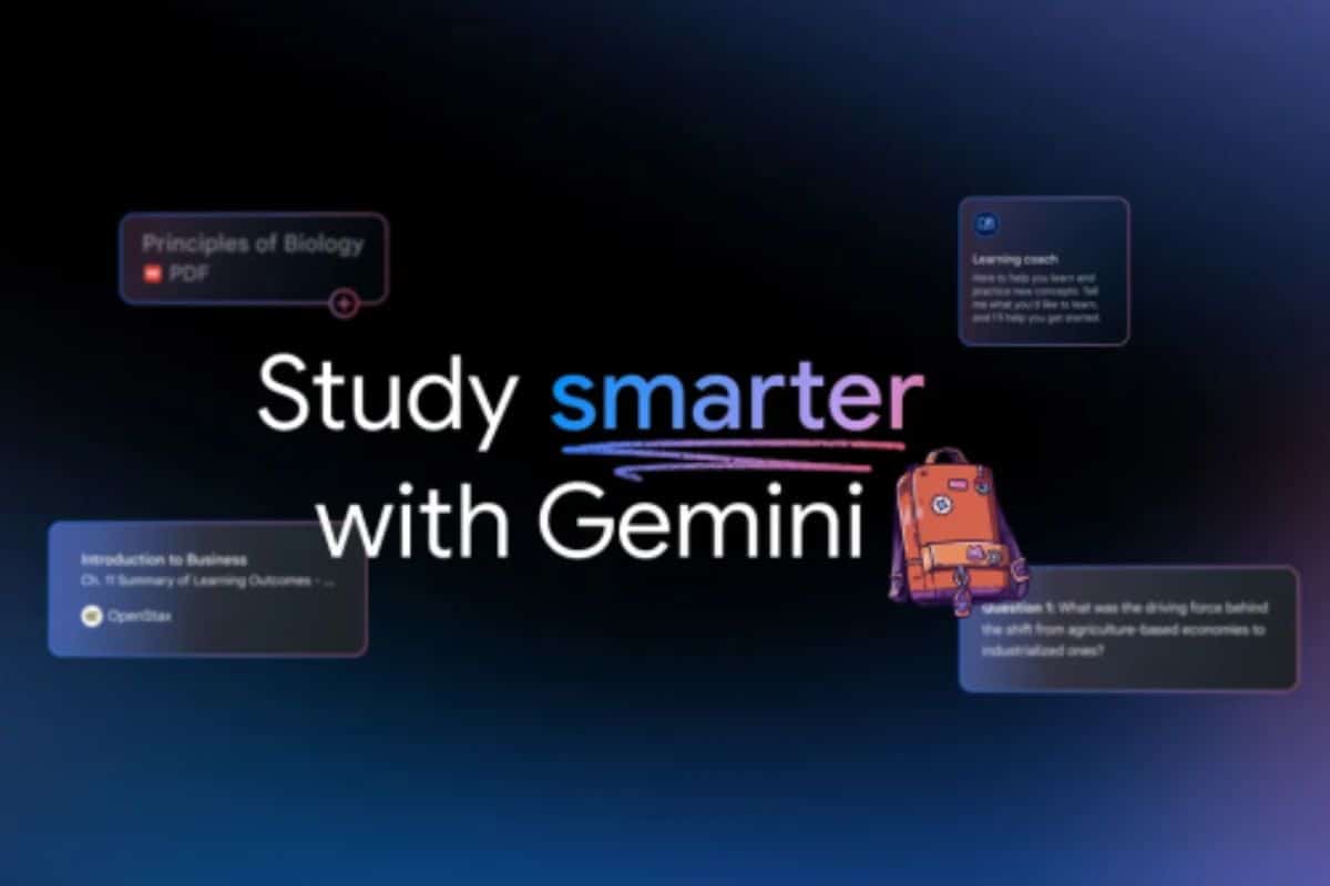 Texte : Étudiez plus intelligemment avec Gemini.