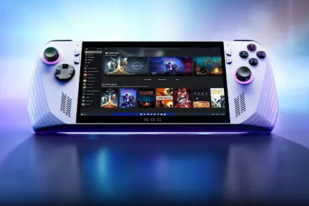 Console de jeu portable affichant des jeux populaires.