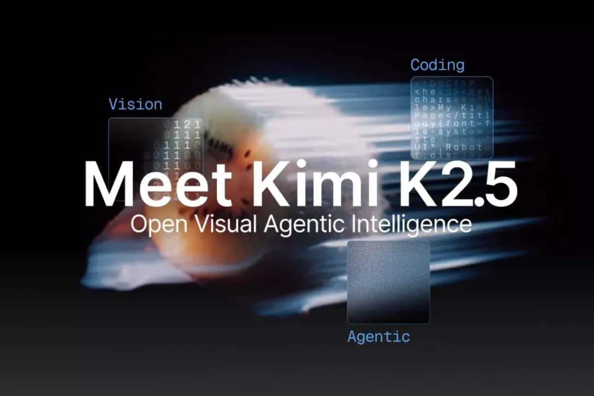 Affiche de Kimi K2.5, intelligence visuelle agentique.