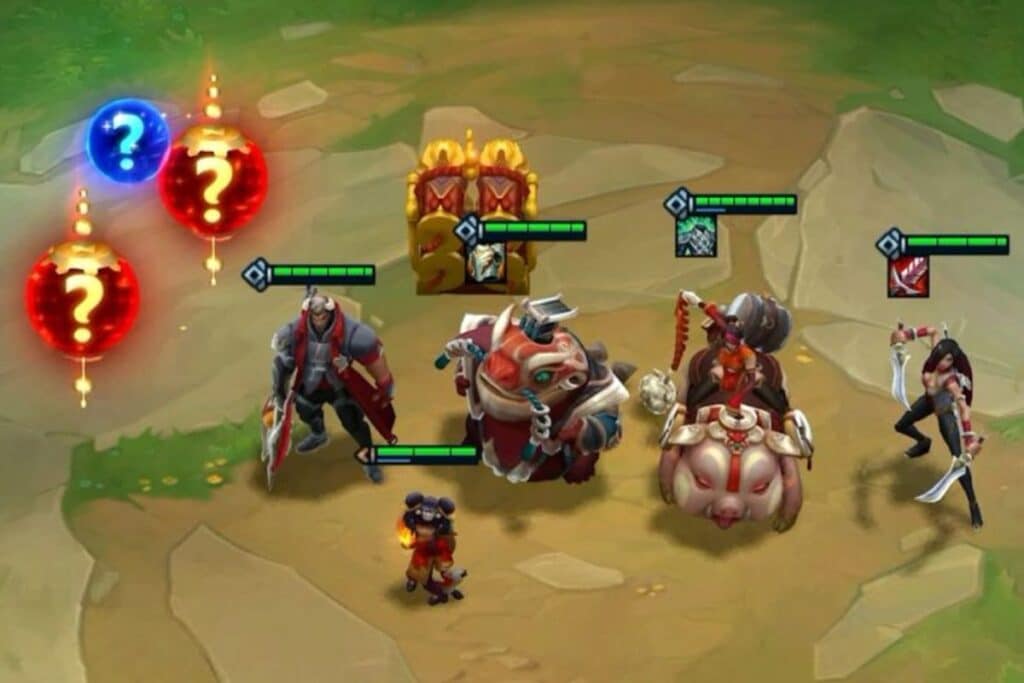 Personnages de jeu avec indices et points de vie.