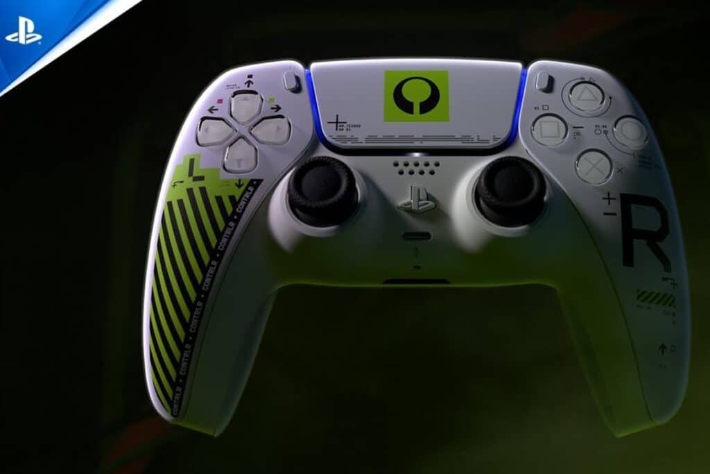 Manette de jeu personnalisée PlayStation en gros plan.