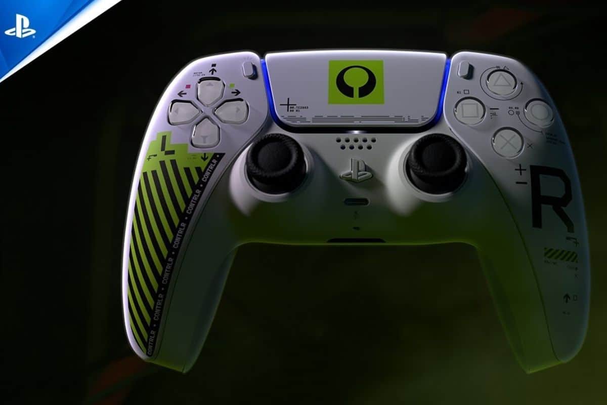 Manette de jeu personnalisée PlayStation en gros plan.