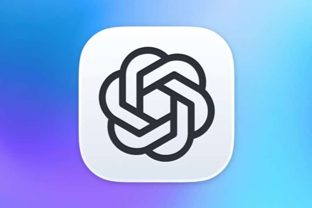 Icône d'application avec logo circulaire sur fond dégradé.