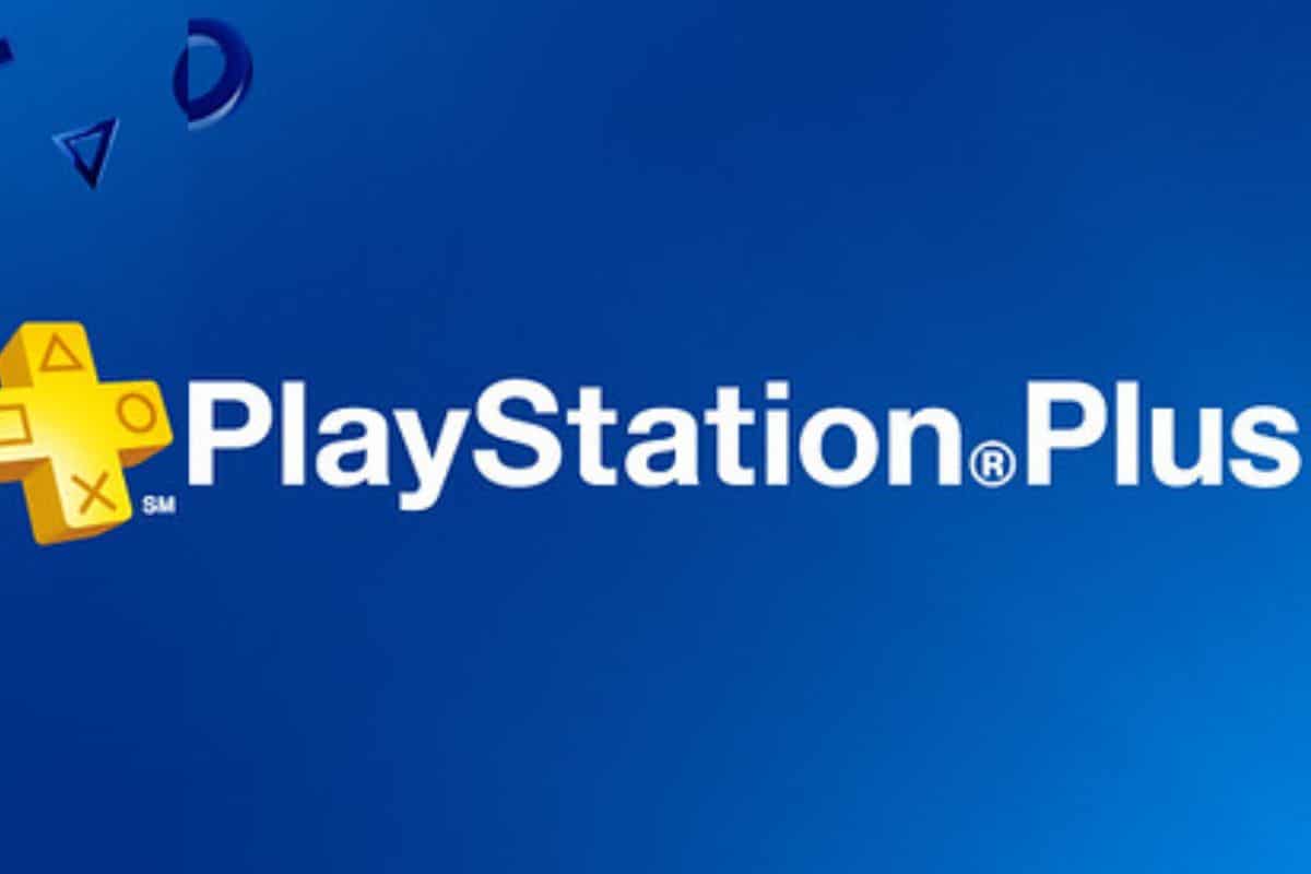 Logo PlayStation Plus sur fond bleu.