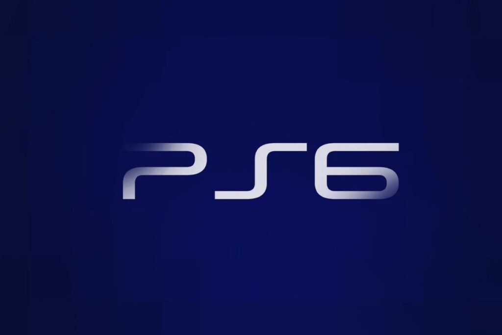 Logo PS6 sur fond bleu.