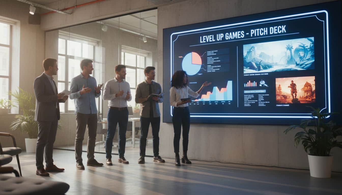 Personnes présentant un diaporama sur grand écran.