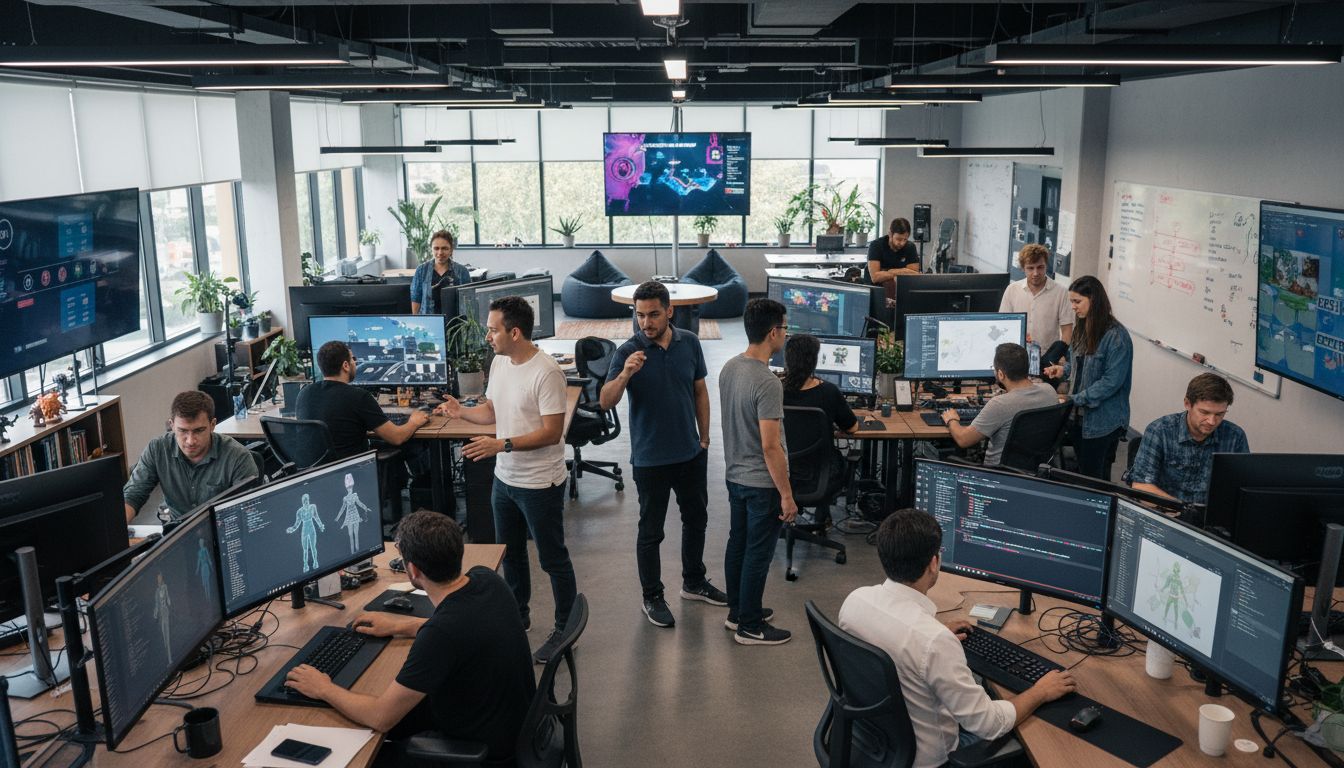 Bureau collaboratif avec développeurs informatiques en réunion