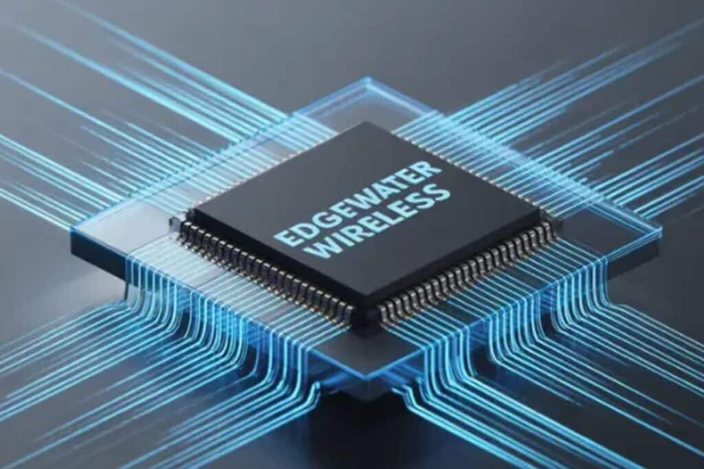 Puce Edgewater Wireless avec circuits lumineux.