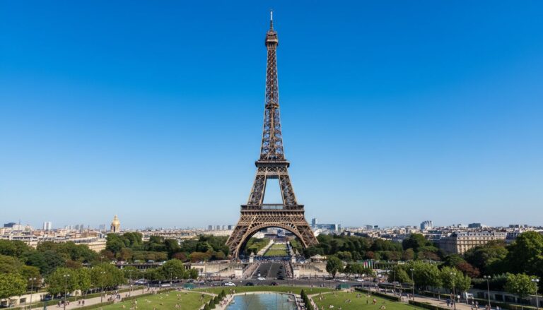 Tour Eiffel sous ciel bleu à Paris