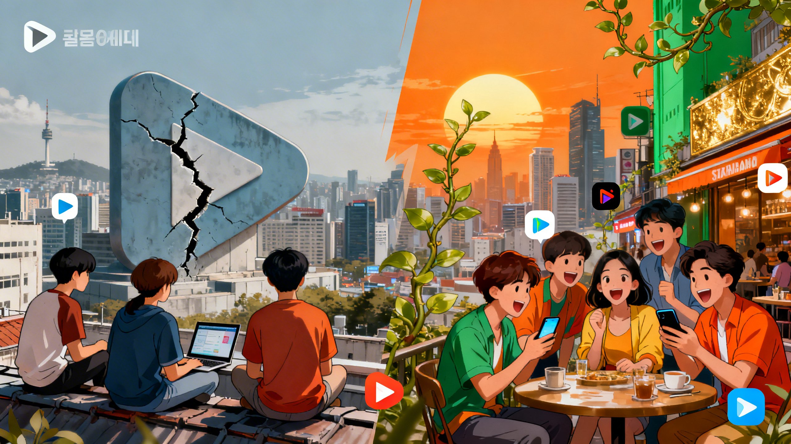 Transition d'un monde numérique. Ville et jeunes heureux.