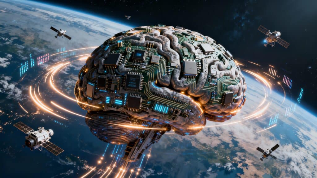 Cerveau électronique géant en orbite autour de la Terre.