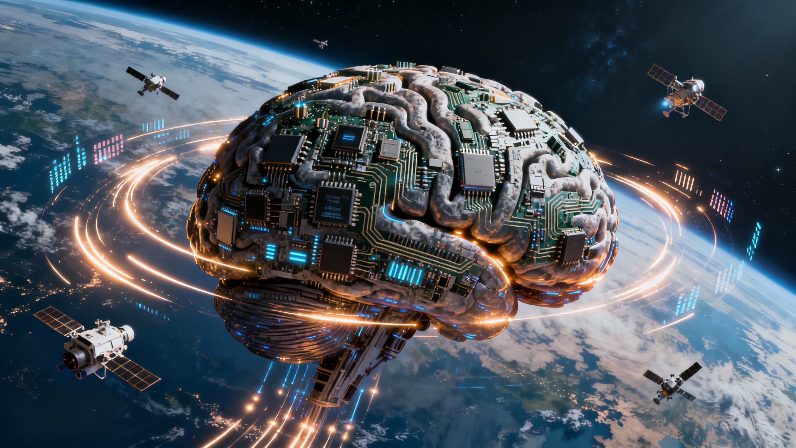 Cerveau électronique géant en orbite autour de la Terre.