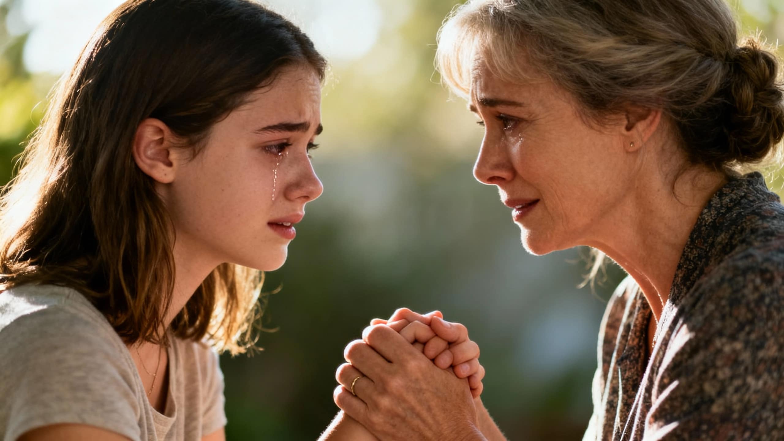 Deux femmes pleurent et se soutiennent