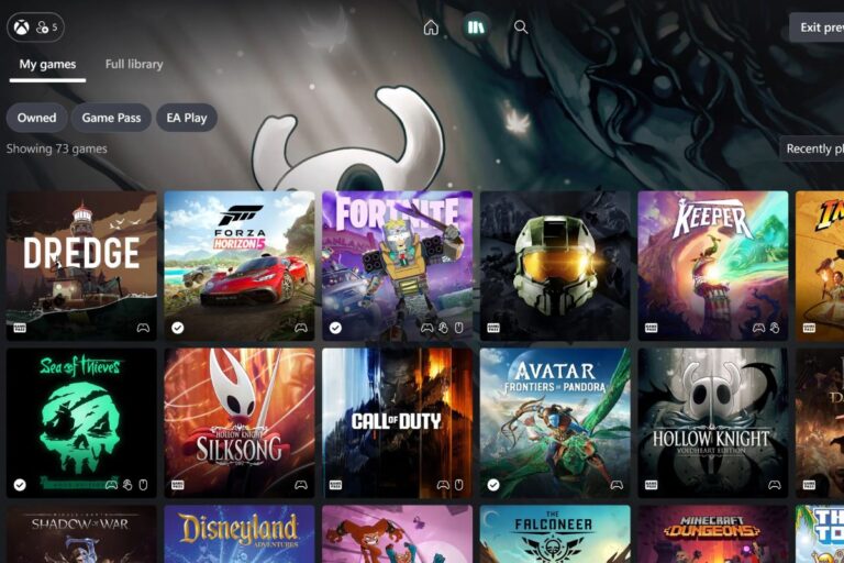 Écran de sélection de jeux vidéo Xbox.