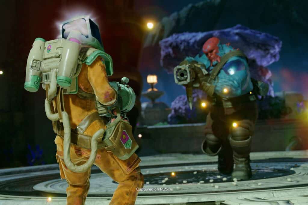 Deux personnages en combat dans un jeu vidéo.