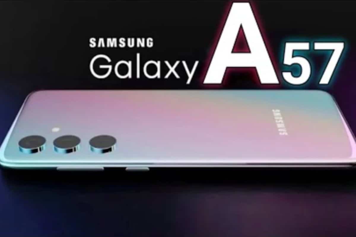 Smartphone Samsung Galaxy A57 avec triple caméra.