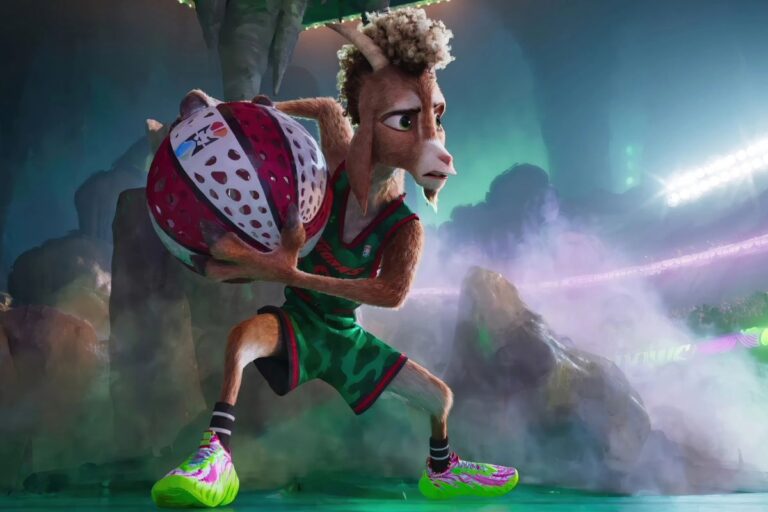 Chèvre animée jouant au basket.