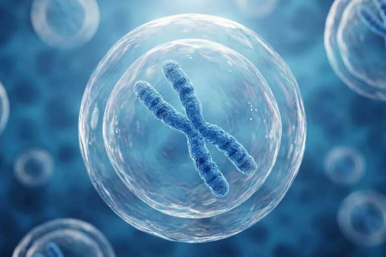 Illustration d'un chromosome dans une cellule.