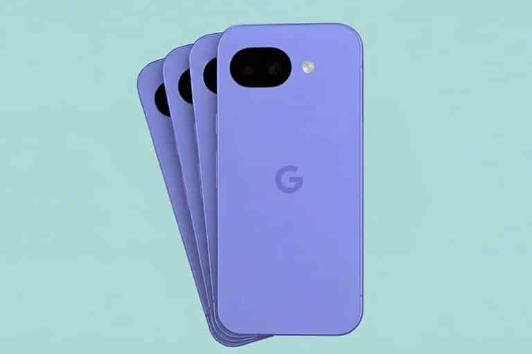Téléphones violets Google en éventail