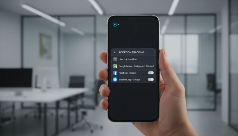 Paramètres de localisation sur smartphone, applications listées.
