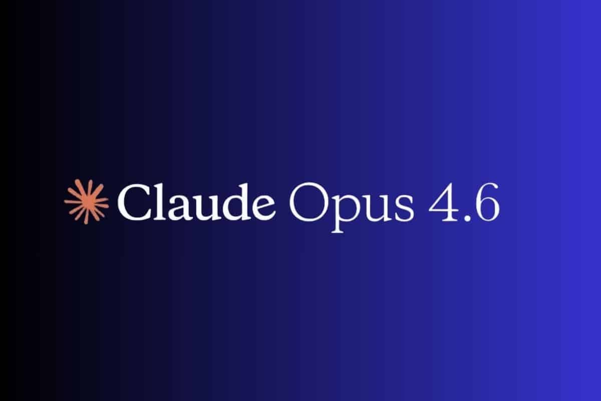 Logo Claude Opus 4.6 sur fond bleu.