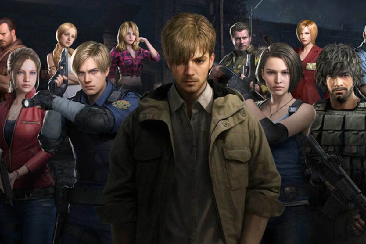 Personnages de jeux vidéo en groupe armé.