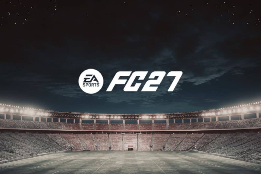 Logo EA SPORTS FC27 dans un stade vide.
