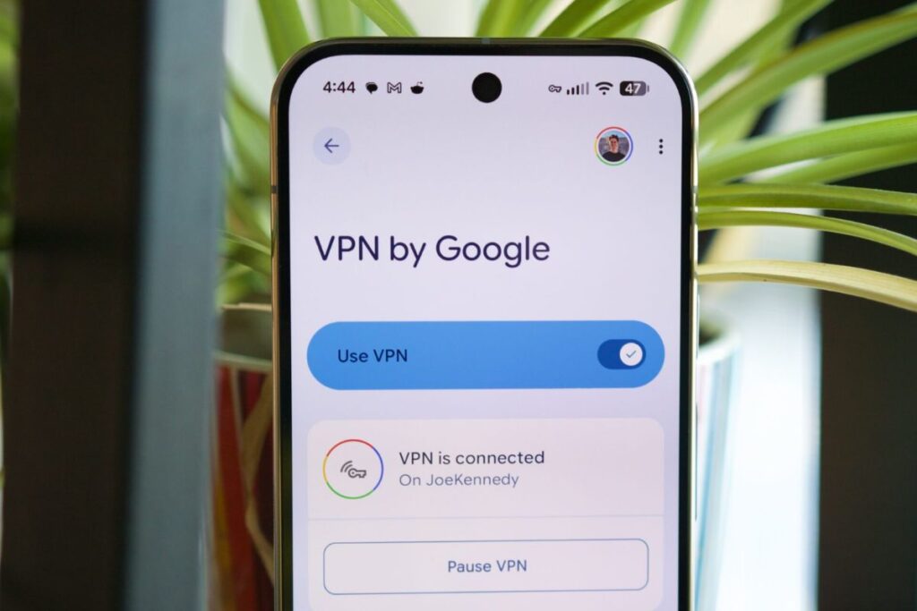 Écran de l'application VPN de Google sur téléphone.