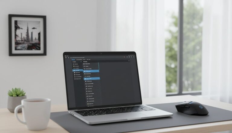 bureau minimaliste tech calme