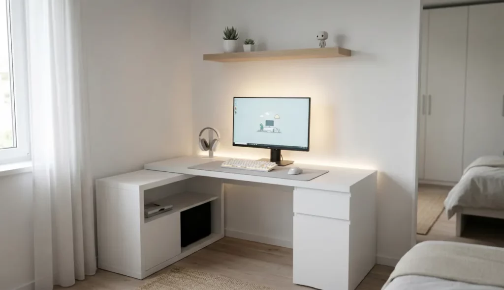 setup gaming minimaliste blanc