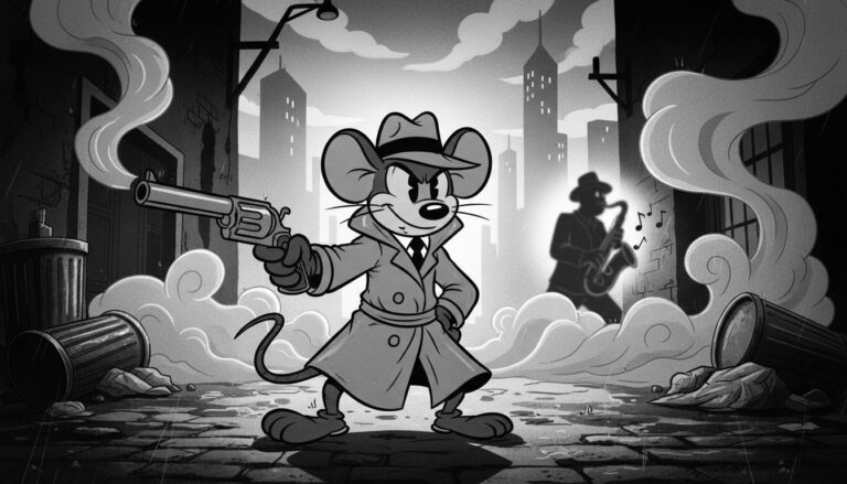souris detective noir dessin