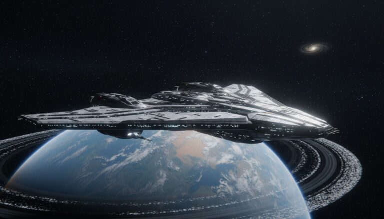 vaisseau spatial futuriste planete