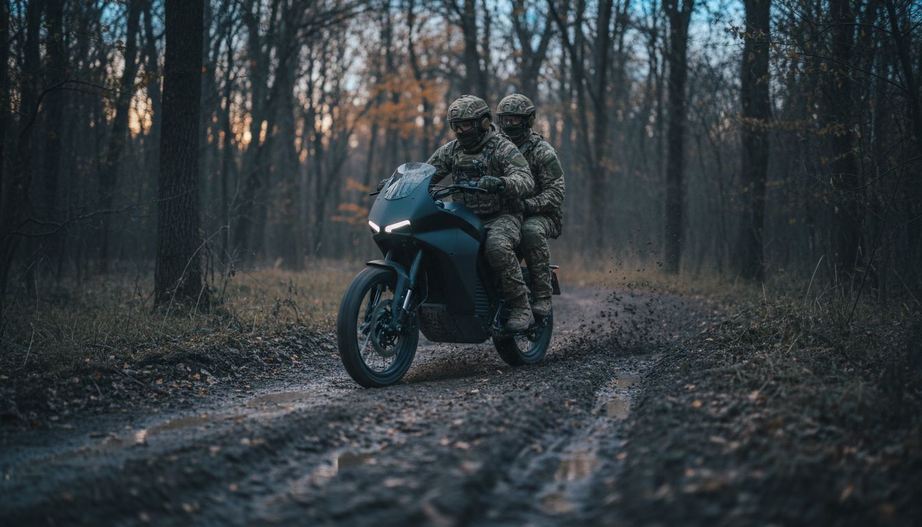 moto militaire ukraine nuit