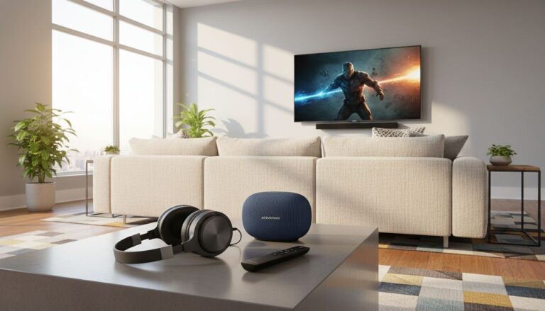 salon hifi moderne lumineux
