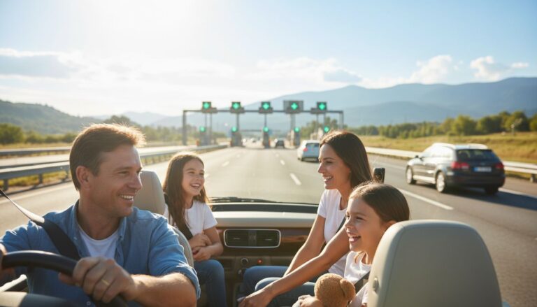 famille autoroute heureuse voyage