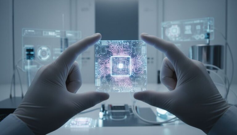 microchip futuriste lumineux