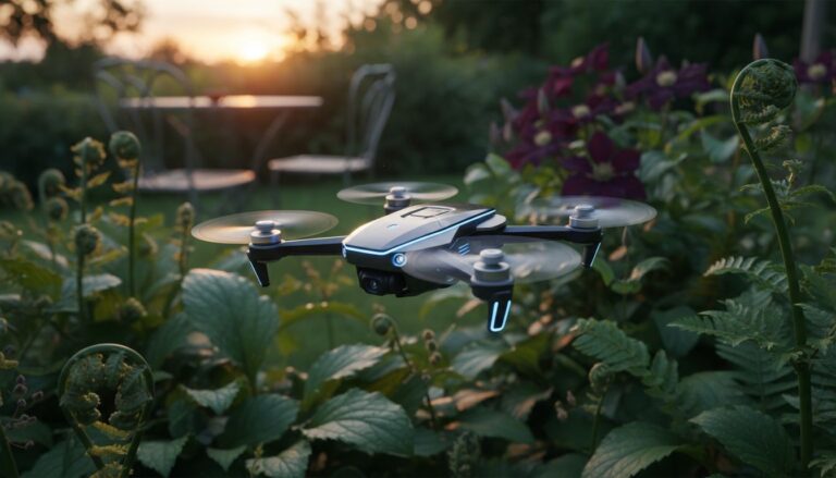 drone jardin crepuscule nature