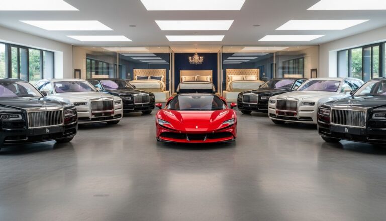 garage luxe rolls ferrari