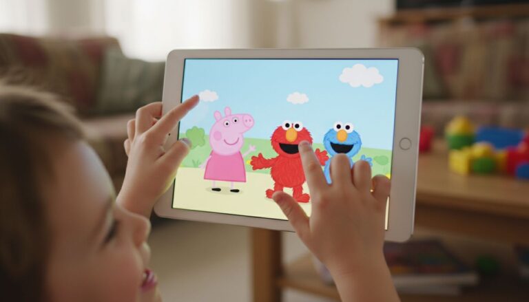 mains enfant tablette dessin anime